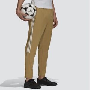 Adidas Tan and White Zipper Jogger Track Pants Mens Sz Small